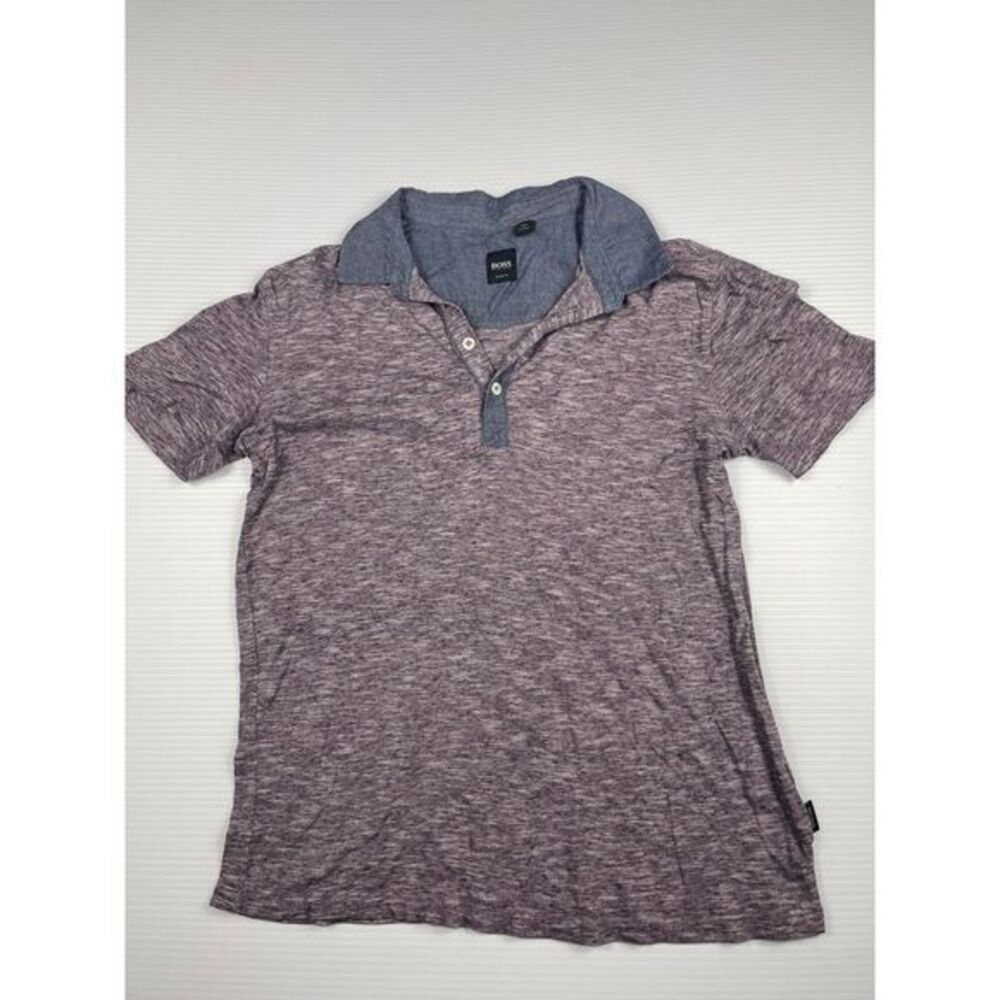 Hugo Boss Slim Fit Heathered Polo Shirt with Chambray Collar women's M